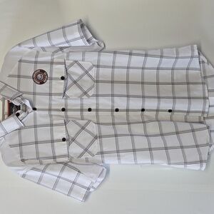 Harley-Davidson White Short-Sleeve Plaid Button-Down Shirt Size M